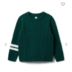 Green herringbone janie and Jack sweater. Good for Christmas!